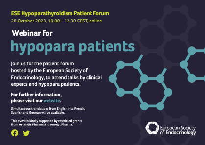 Poster für das Hypopara Patient Forum in englischer Sprache. Mehr Infos auf Deutsch im Text.